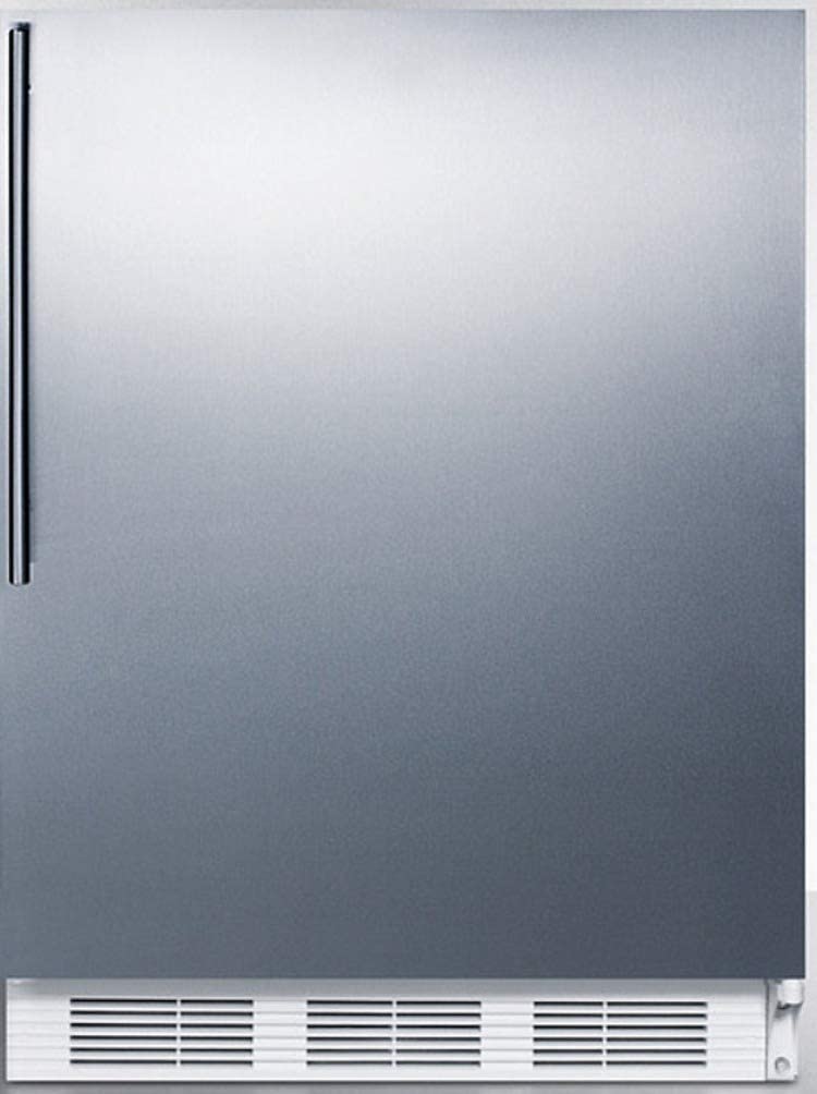 Summit Appliance FF61WBISSHV Built-in Undercounter 24&#34; Wide All-refrigerator for Residential Use with Automatic Defrost, Stainless Steel Wrapped Door, Professional Thin Handle and White Cabinet