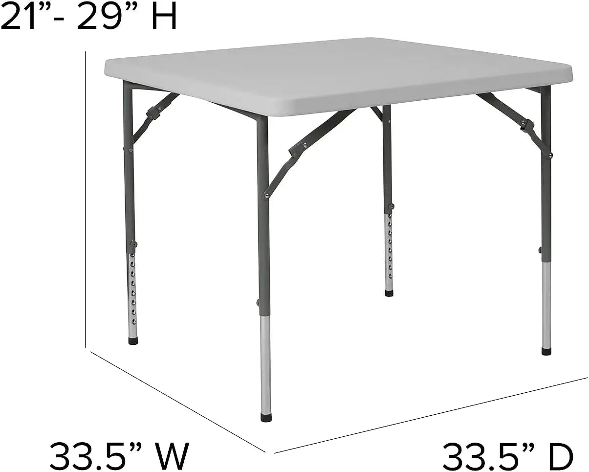 Flash Furniture 2.79-Foot Square Height Adjustable Granite White Plastic Folding Table