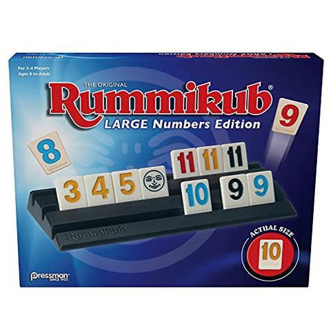 Pressman Rummikub Large Numbers Edition - The Original Rummy Tile Game Blue, 5&#34;