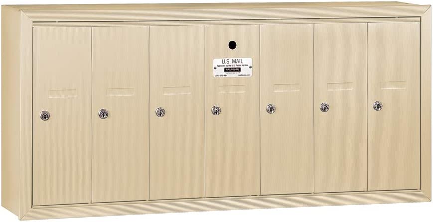 Salsbury Industries 3507SSU Surface Mounted Vertical Mailbox for use with USPS Lock, 7 Doors, Sandstone