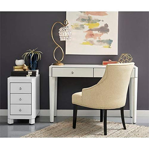 Pntd White Glass Dsk/Chair/Chrsd Tbl