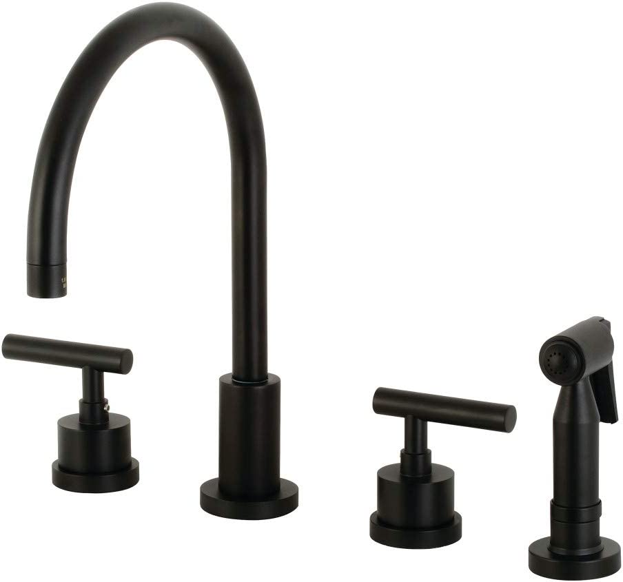 Kingston Brass KS8720CMLBS Manhattan Widespread Kitchen Faucet, Matte Black