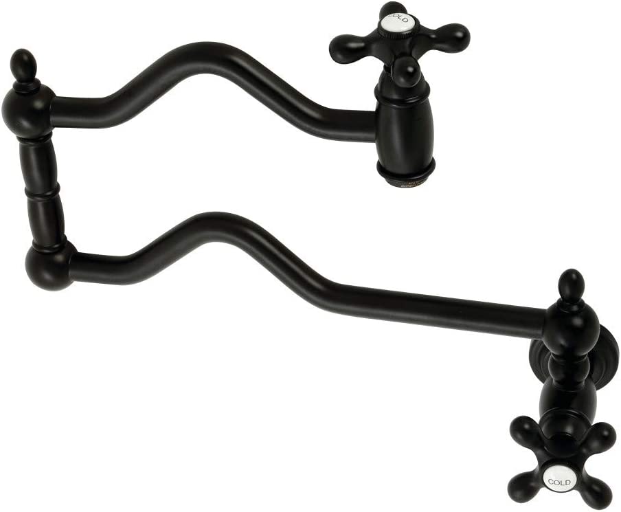 Kingston Brass KS2100AX Heritage Pot Filler, Matte Black