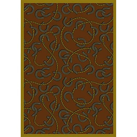 Joy Carpets Kaleidoscope Rodeo Whimsical Area Rugs, 92-Inch by 129-Inch by 0.36-Inch, Rust