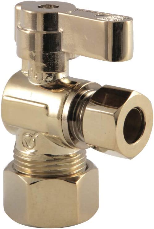 Kingston Brass KF5330PB Baseline 5/8-Inch x 3/8-Inch OD Comp Angle Stop Valve, Polished Brass