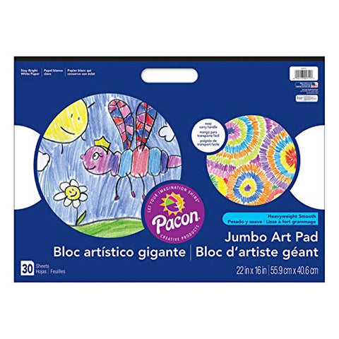 PACON Art Street Jumbo Art Pad, White, 22&#34; x 16&#34;, 30 Sheets