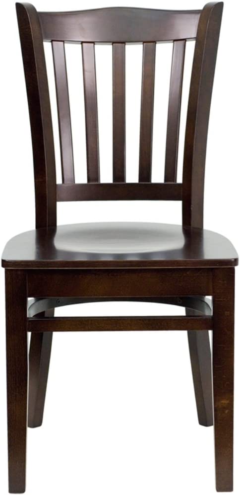 Flash Furniture HERCULES Series Vertical Slat Back Walnut Wood Restaurant Chair