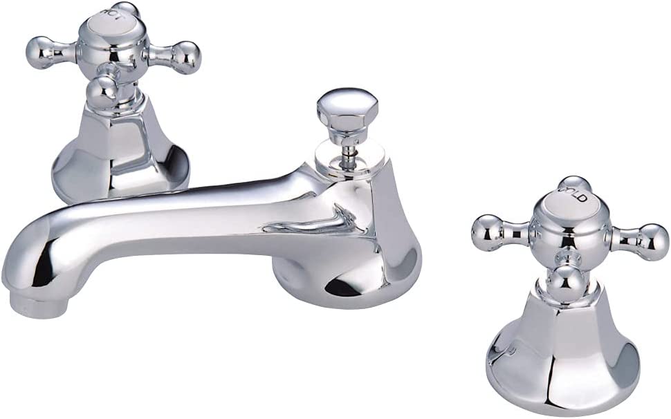 Kingston Brass KS4461BX Metropolitan Widespread Lavatory Faucet with Metal Cross Handle, Polished Chrome