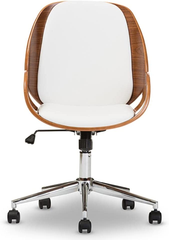 Baxton Studio Watson Modern and Contemporary White and Walnut Office Chair
