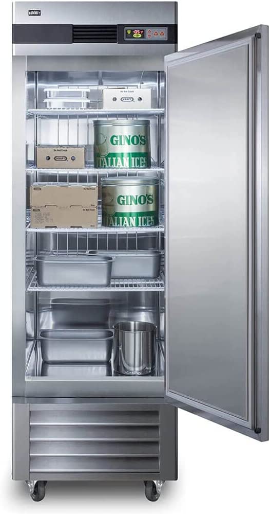 Summit Appliance SCFF237 Commercial 23 cu.ft. Reach-in All-Freezer in Complete Stainless Steel with Right Hand Door, Self-Closing Door, Microprocessor Control Panel, Open Door Alarm and Lock