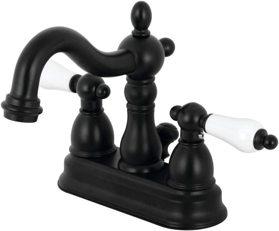 Kingston Brass KB1600PL Heritage 4&#34; Centerset Bathroom Faucet, Matte Black