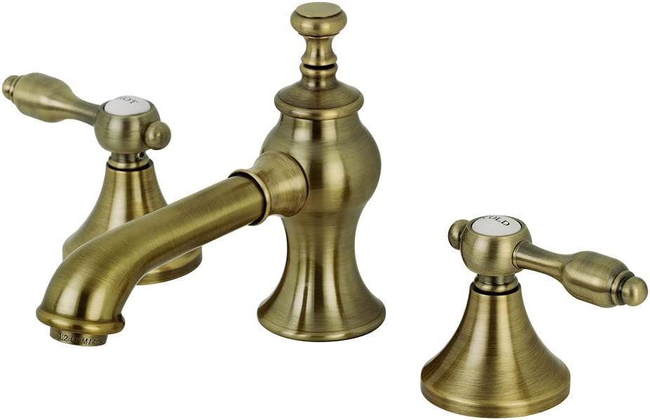 Kingston Brass KC7063TAL Tudor 8 in. Widespread Bathroom Faucet, Antique Brass