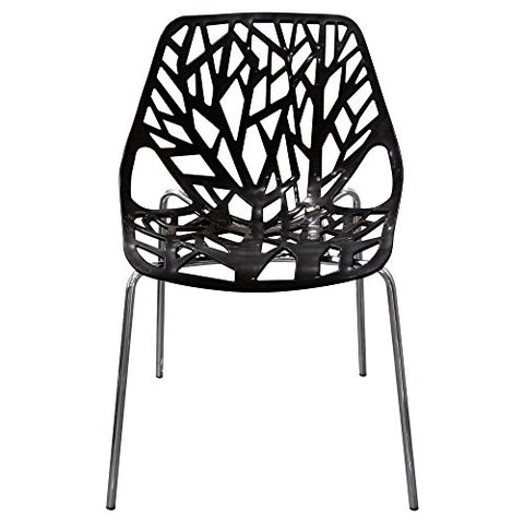 Pepper 4-Pack Accent Chairs in Black Laser Cut Polypropylene (PP) w/ Chrome Leg by Diamond Sofa
