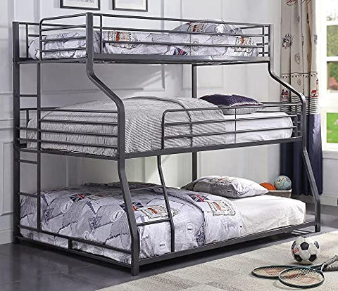 ACME FURNITURE Caius II Triple Bunk Bed - Twin/Full/Queen - - Gunmetal