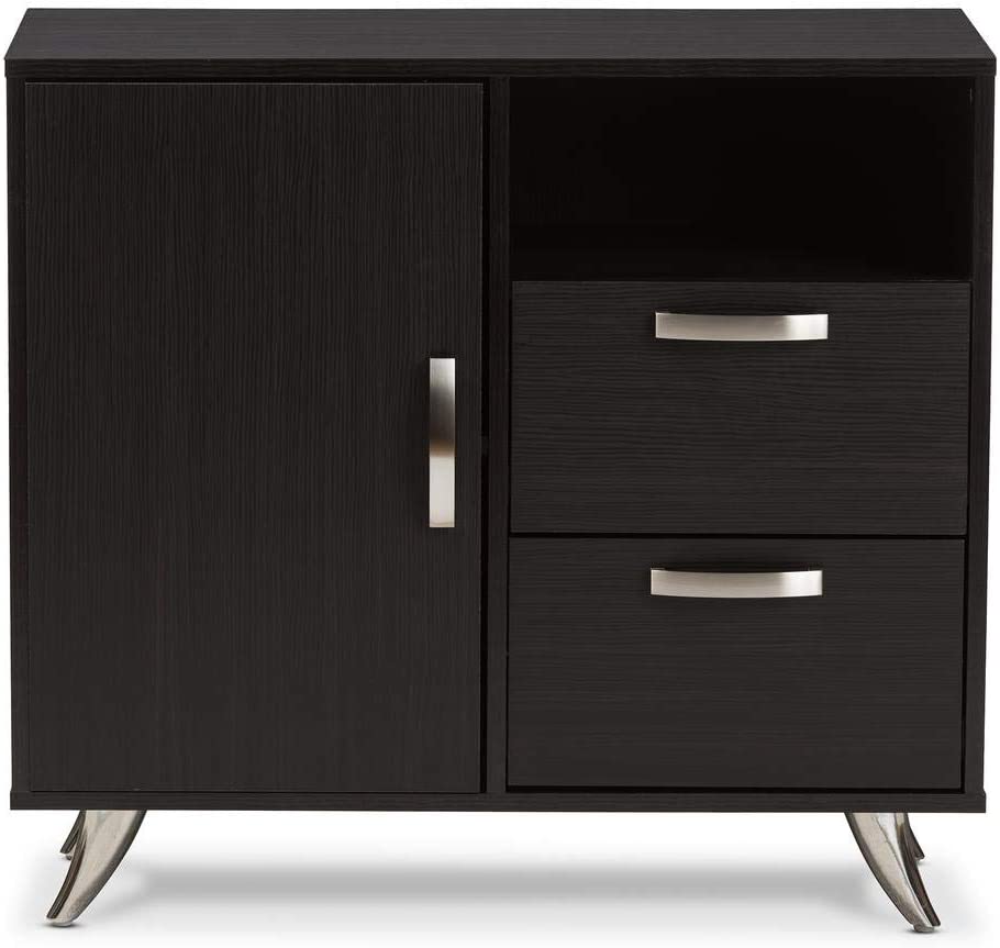 Baxton Studio Warwick Wood Top Buffet in Dark Brown