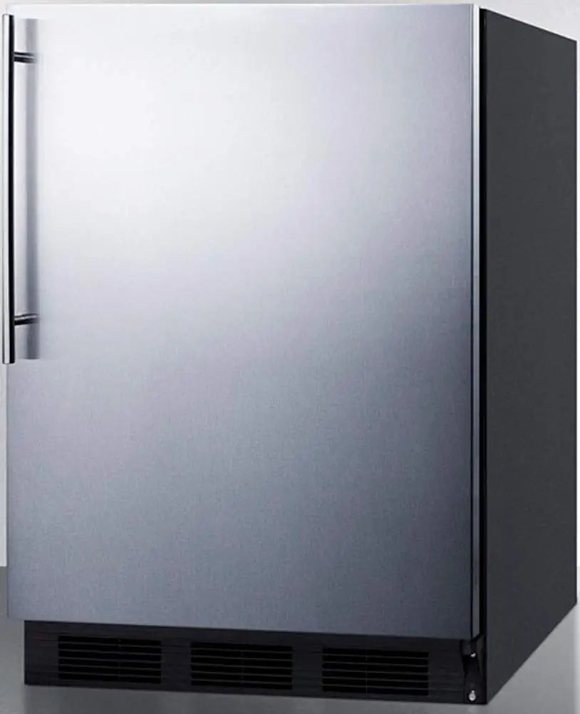 Summit Appliance FF7BKBISSHVADA ADA Compliant Built-in Undercounter All-Refrigerator for General Purpose or Commercial Use with Stainless Steel Wrapped Door, Thin Handle and Black Cabinet