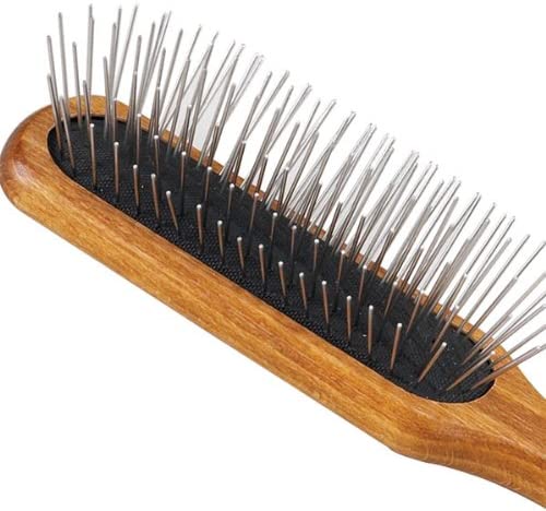 All Systems No Pet Oblong Pin Brush with Wooden Handle