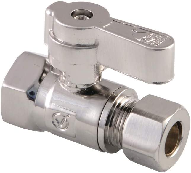 Kingston Brass KF3315SN Fip X 3/8 OD Comp Straight Stop Valve, Brushed Nickel