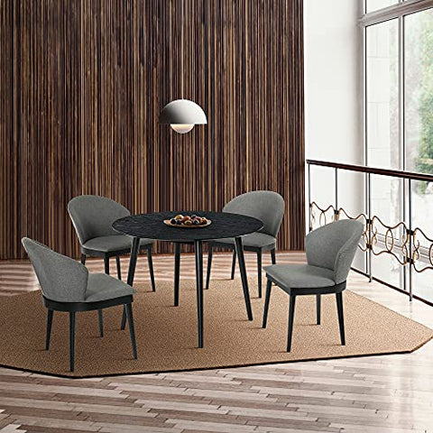 Armen Living Arcadia and Juno Round 5 Piece Dining Set, 42&#34;, Charcoal/Black Wood
