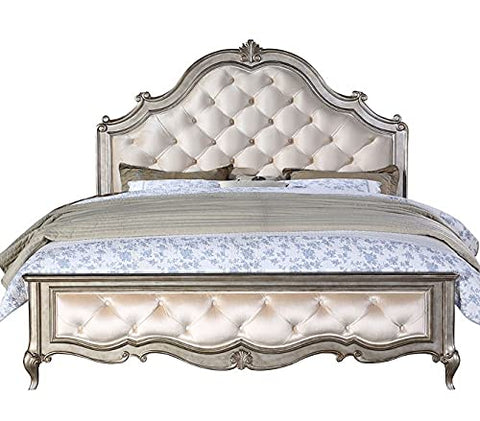 Esteban Antique Champagne Wood/Velvet Queen Bed by Acme