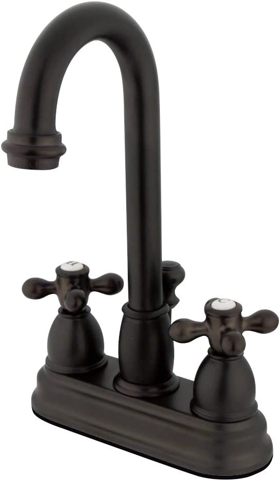 Kingston Brass KB3615AX Restoration Deck Mount Lavatory Faucet with Retail Pop-Up, Oil Rubbed Bronze