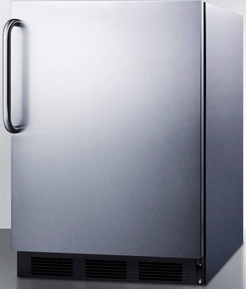 Summit Appliance FF7BKCSSADA ADA Compliant Built-in Undercounter All-refrigerator for General Purpose or Commercial Use with Auto Defrost, Stainless Steel Exterior and Towel Bar Handle