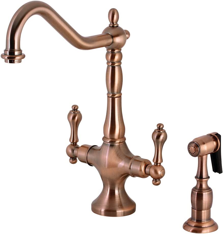 Kingston Brass KS177ALBSAC Heritage Kitchen Faucet, Antique Copper