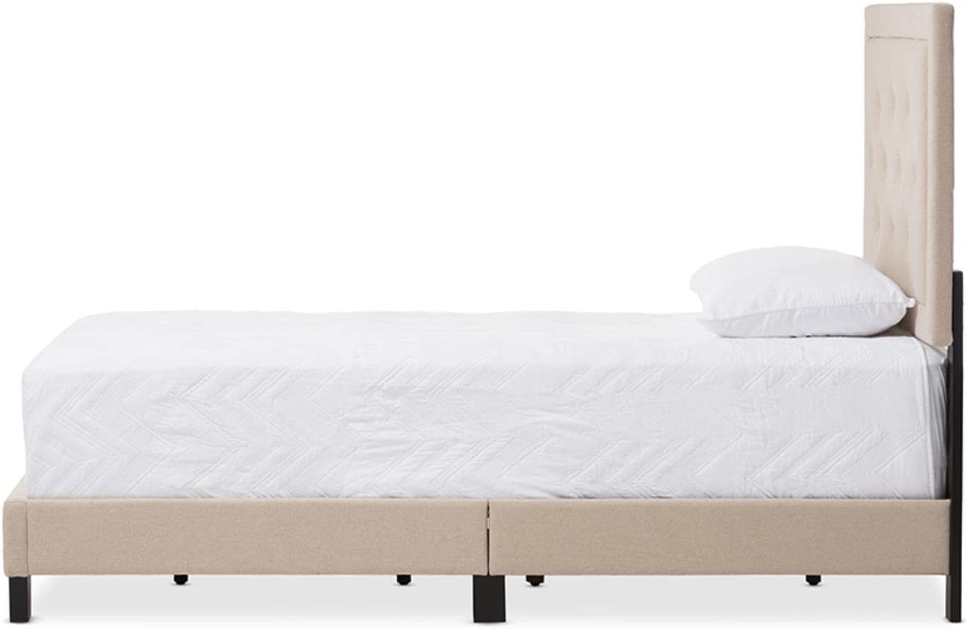 Baxton Studio Paris Modern and Contemporary Upholstered Tufting Platform Bed Grey