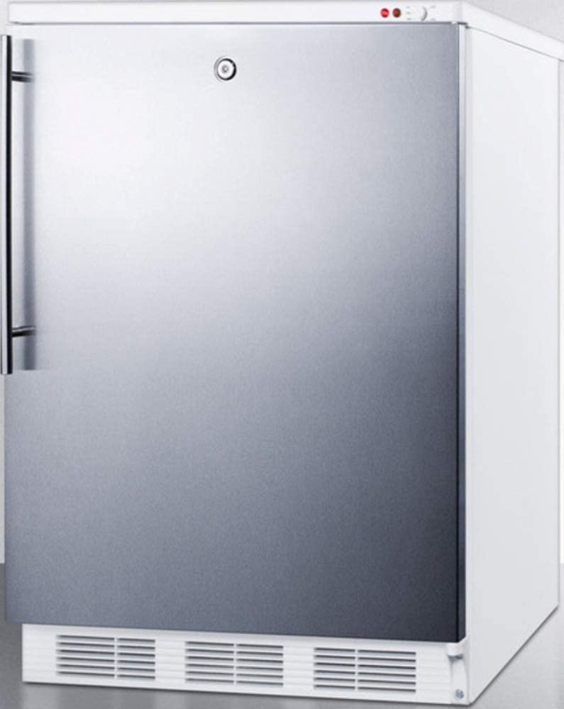 VT65ML7SSHV 24&#34; Commercially Approved Upright Freezer with 3.5 cu. ft. Capacity Factory Installed Lock Three Removable Storage Baskets and Adjustable Thermostat in Stainless Steel