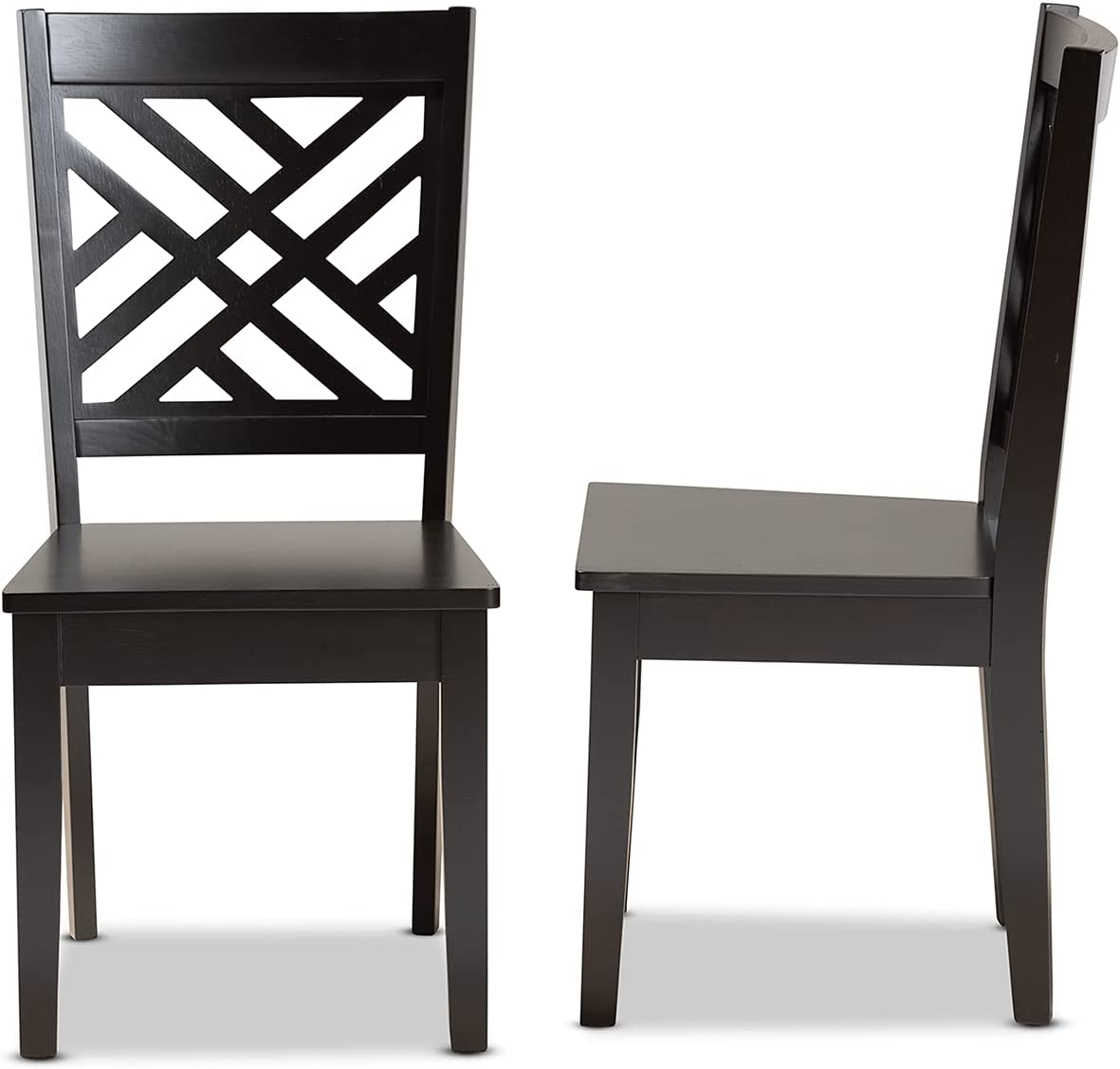 Baxton Studio Caron Modern and Contemporary Transitional Dark Brown Finished Wood 2-Piece Dining Chair Set