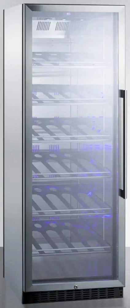 Summit Appliance SCR1401LHCHCSS Full-Size Commercially Listed Wine Cellar with Left Hand Door, Stainless Steel Interior, Champagne Shelving, Self-Closing Glass Door, Lock and Stainless Steel Cabinet