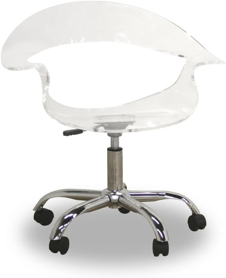 Baxton Studio Elia Clear Acrylic Height Adjustable Swivel Office Chair