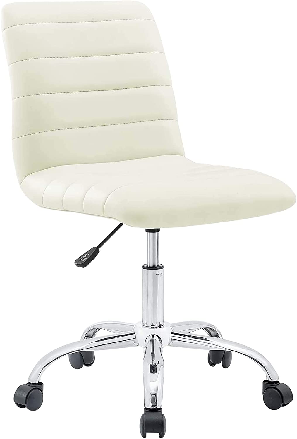 Modway Ripple Ribbed Armless Mid Back Swivel Conference Office Chair In White