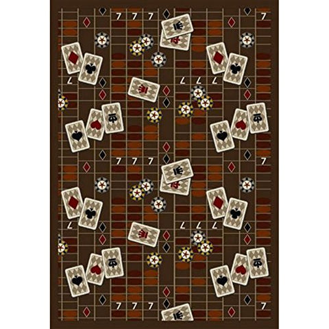 Joy Carpets Games People Play Feeling Lucky Gaming Area Rugs, 92-Inch by 129-Inch by 0.36-Inch, Chocolate