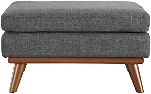 Modway Engage Mid-Century Modern Upholstered Fabric Ottoman in Gray