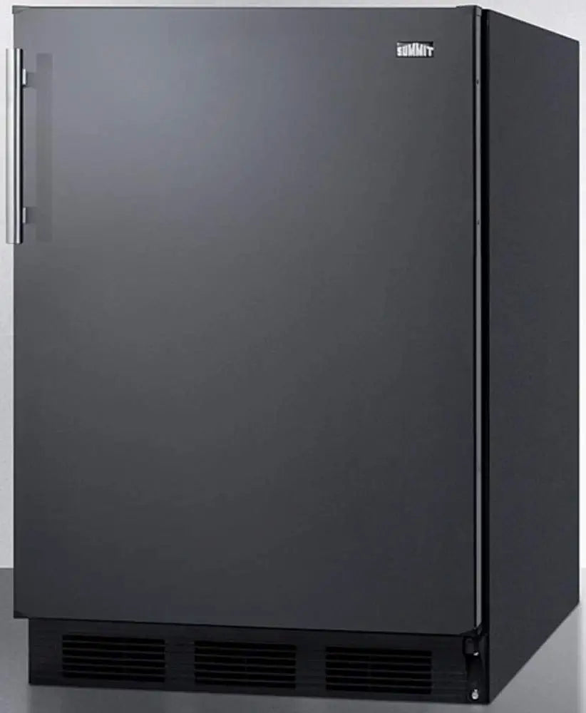 Summit CT663BKBI 24 Compact Refrigerator with 5.1 cu. ft. Capacity Adjustable Glass Shelves Dual Evaporator Reversible Door Adjustable Thermostat in Black