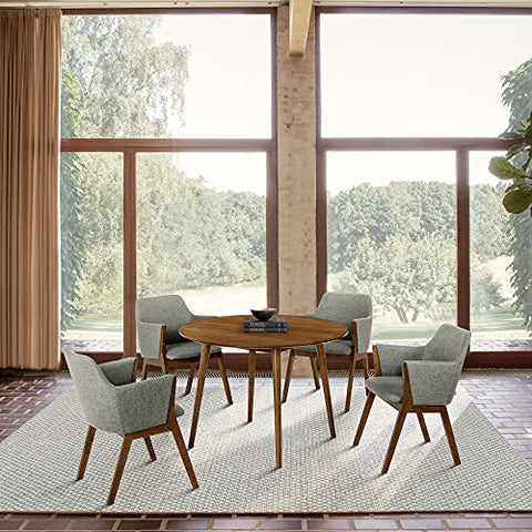 Armen Living Arcadia and Renzo Round 5 Piece Dining Set, 42&#34;, Charcoal/Walnut Wood
