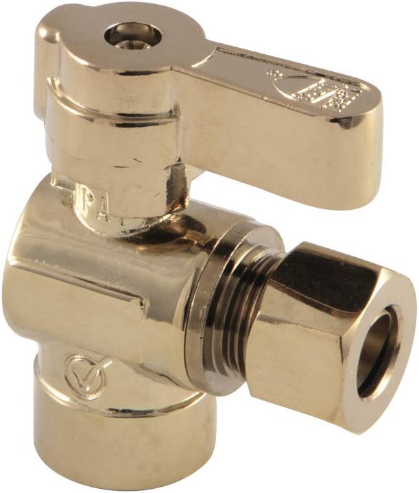 Kingston Brass KF4320PB Baseline 1/2-Inch Sweat x 3/8-Inch OD Comp Angle Stop Valve, Polished Brass