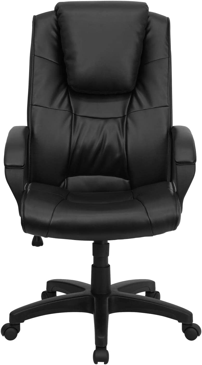 Flash Furniture High Back Black LeatherSoft Executive Swivel Office Chair with Oversized Headrest and Arms