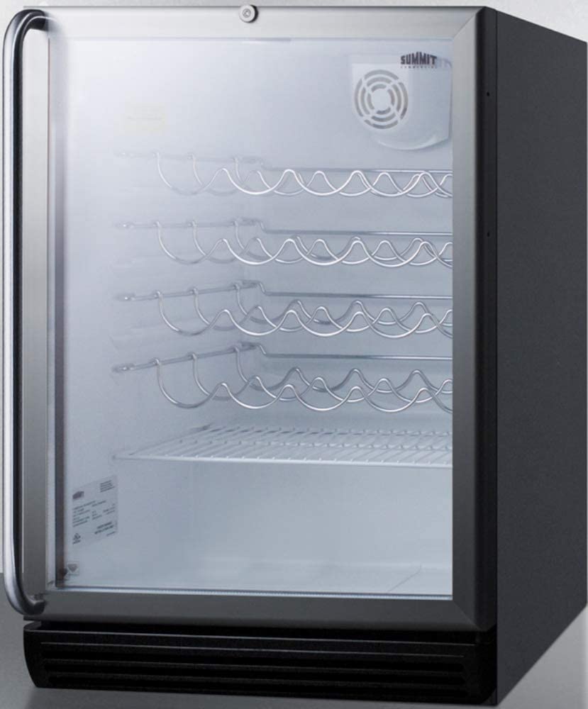 Summit SWC6GBLSHADA Wine Chiller Beverage Refrigerator, Glass/Black