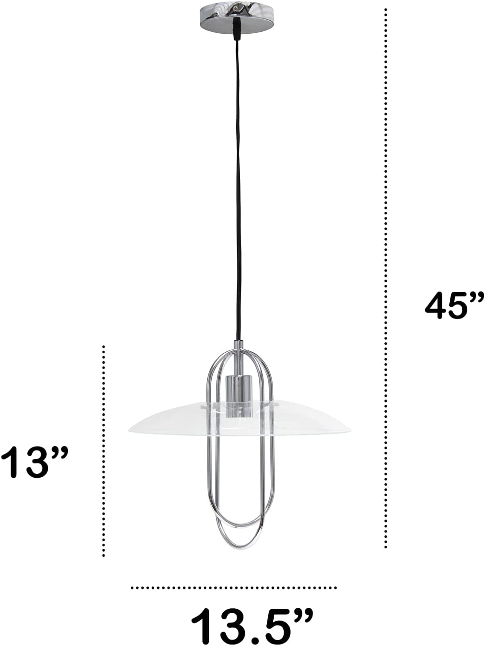 Lalia Home 1 Light Elongated Design Metal Pendant Light with Clear Glass Shade - White