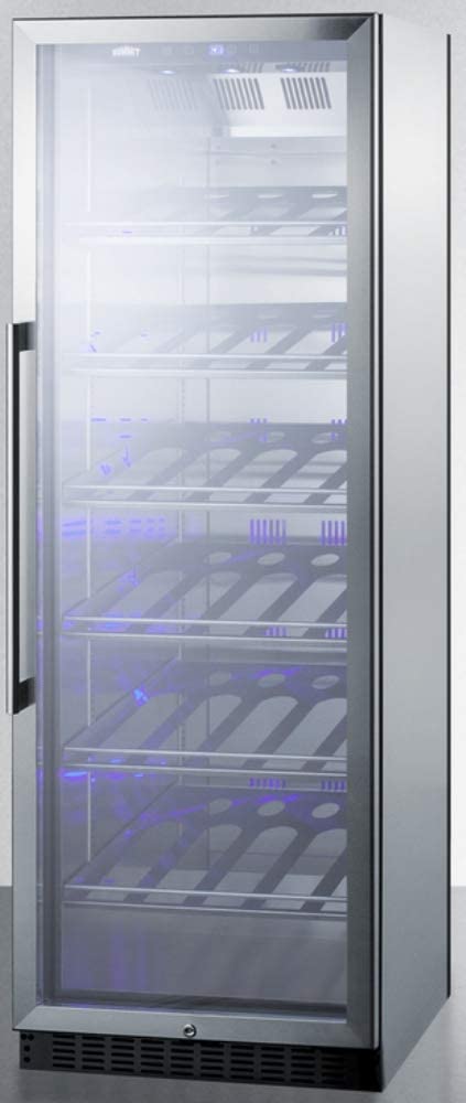 Summit Appliance SCR1401CHCSS Full-Size Commercially Listed Wine Cellar with Stainless Steel Interior, Champagne Shelving, Digital Controls, Self-Closing Glass Door, Lock and Stainless Steel Cabinet