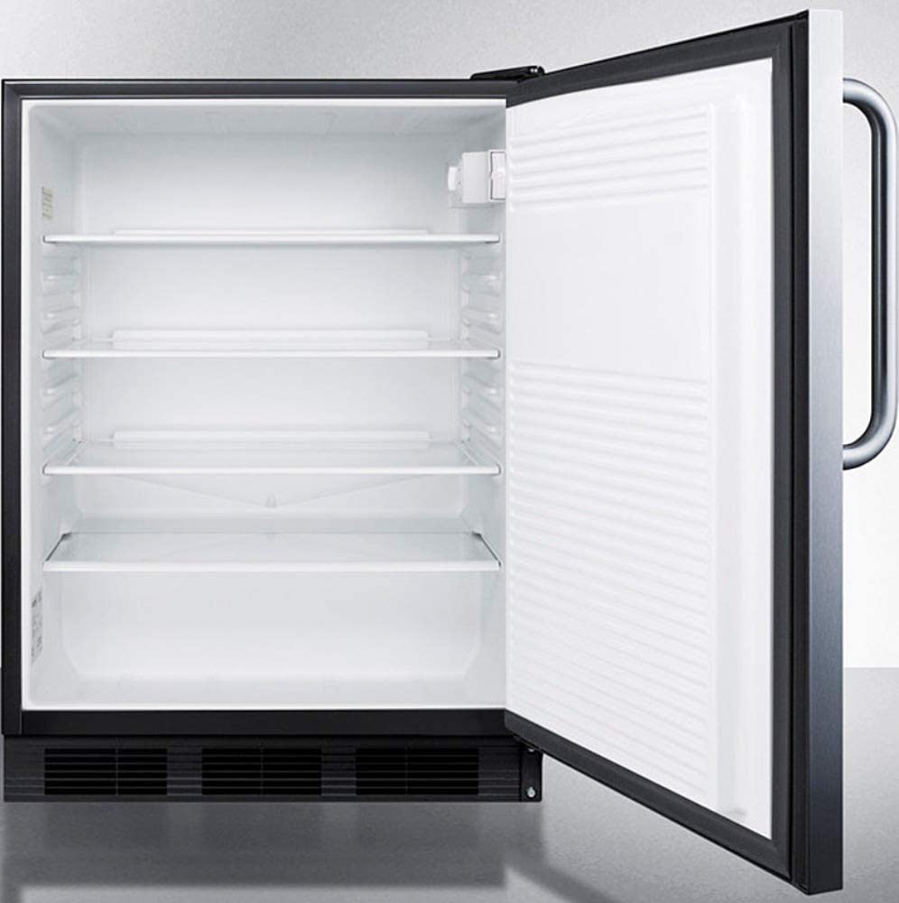 Summit Appliance FF7BKCSSADA ADA Compliant Built-in Undercounter All-refrigerator for General Purpose or Commercial Use with Auto Defrost, Stainless Steel Exterior and Towel Bar Handle