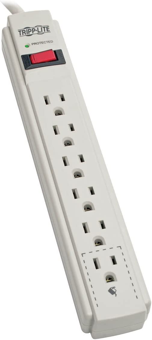 Tripp Lite 6 Outlet Surge Protector Power Strip, 4ft Cord, Lifetime Warranty &amp; $20,000 INSURANCE (TLP604), GRAY