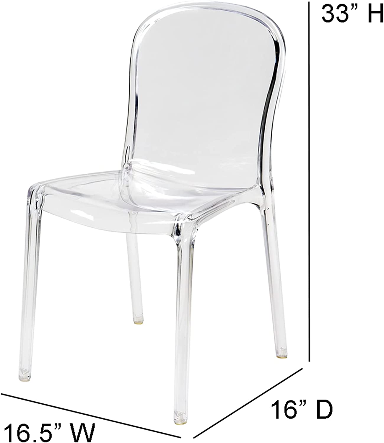 Commercial Seating Products Polycarbonate Genoa Chairs, Clear