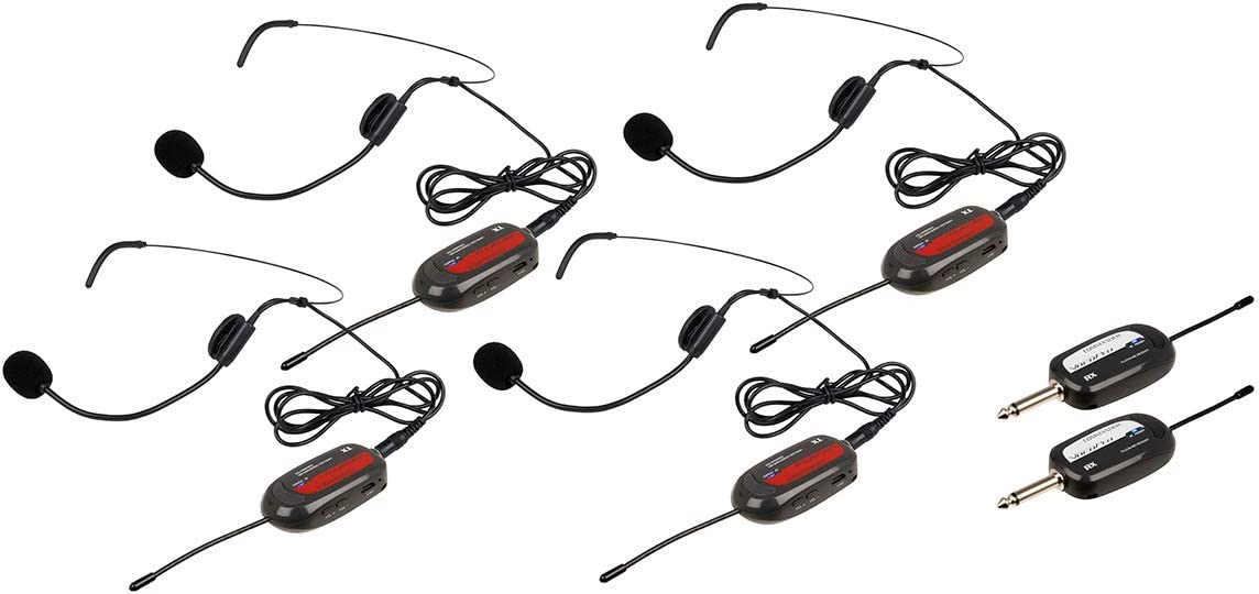 VocoPro 4 UHF Wireless Headset Mics with Receive (Commander-Play-4)