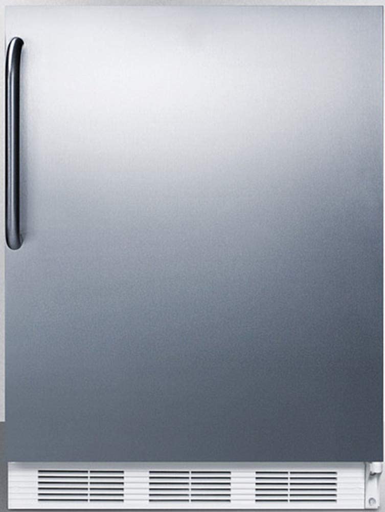 Summit Appliance CT661WBISSTBADA ADA Compliant Built-in Undercounter Refrigerator-Freezer for Residential Use, Cycle Defrost with Stainless Steel Wrapped Door, Towel Bar Handle and White Cabinet