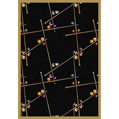Joy Carpets Games People Play Snookered Gaming Area Rugs, 64-Inch by 92-Inch by 0.36-Inch, Black