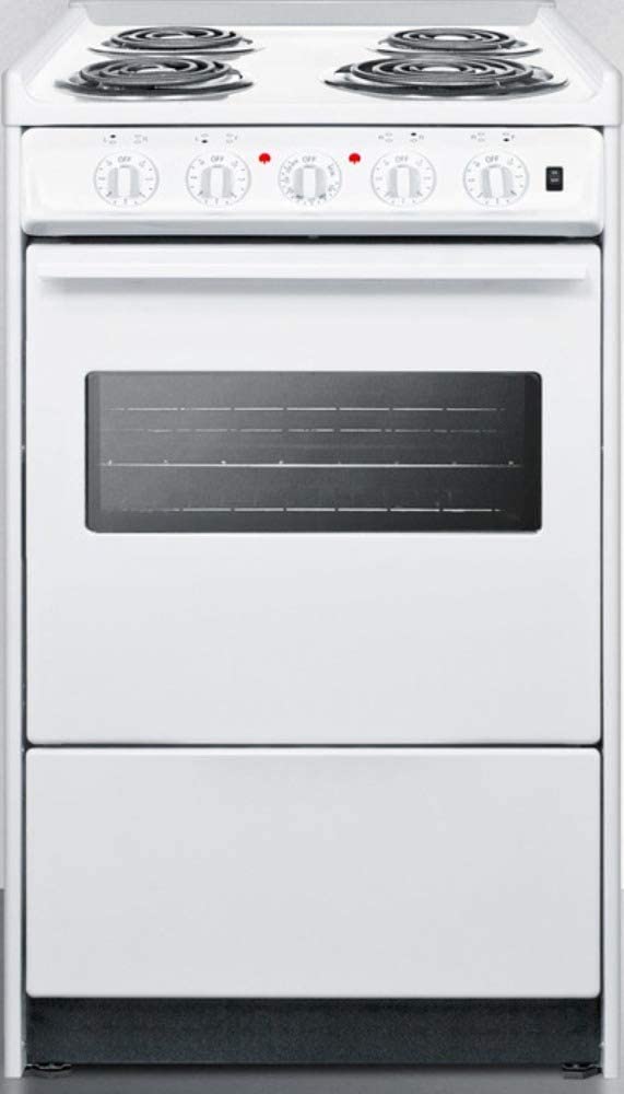 Summit WEM110RW 20&#34;&#34; Freestanding Electric Range with 4 Coil Elements Slide-In Look Stainless Steel Rear Trim in White