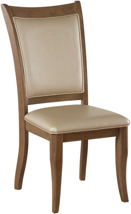 ACME Side Chair, Beige PU &amp; Gray Oak